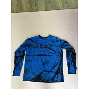 DKNY Sport Tie Dye Sweatshirt Pullover Crew Neck Blue Black Size M
